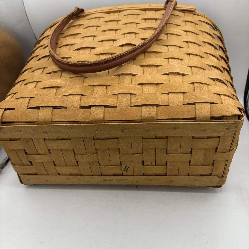 Longaberger Basket Large Boardwalk Picnic Tote Beach with Plastic Protector